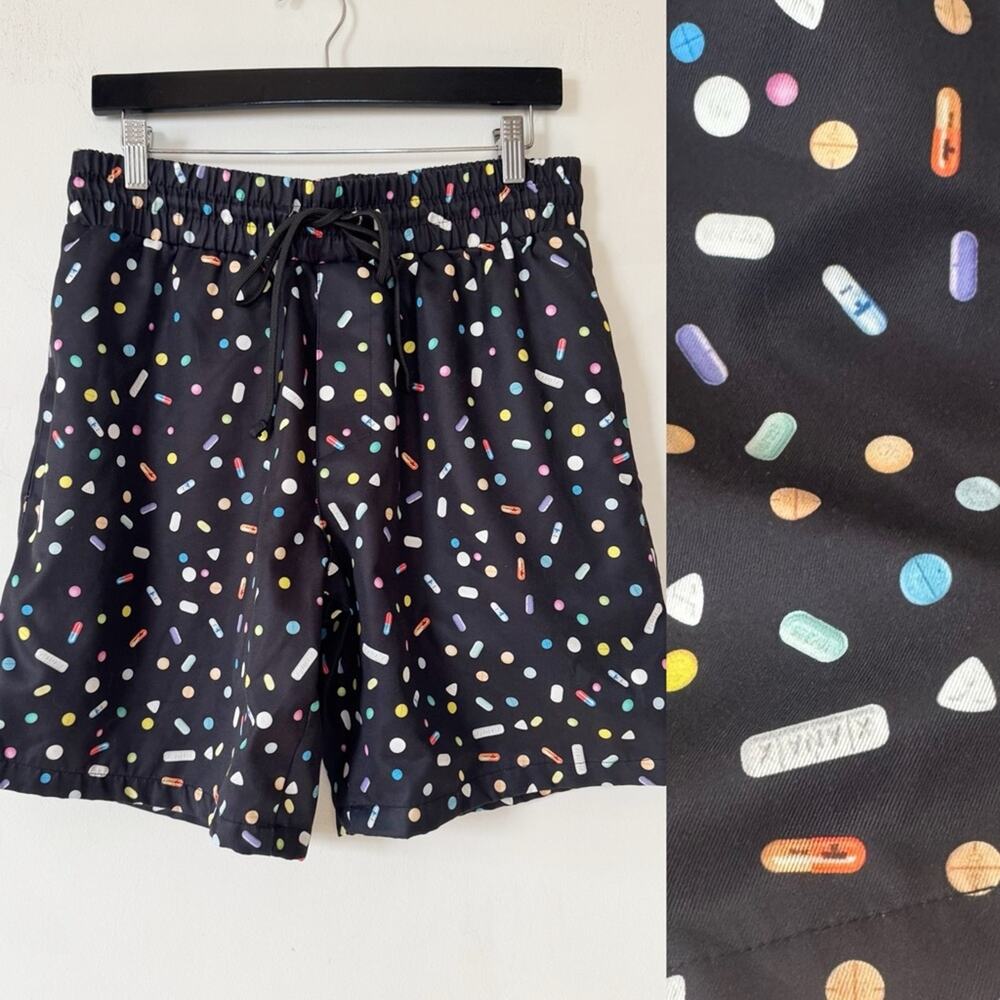 MNML Xanax Pills Black Summer Swim Shorts L